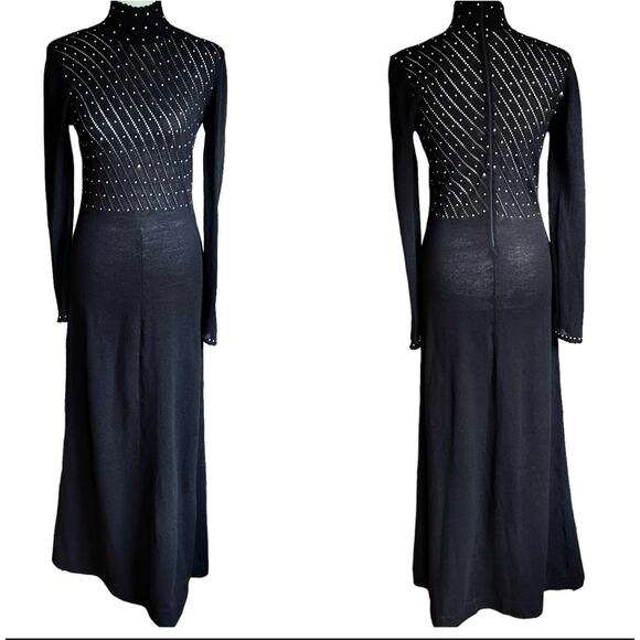 Palena Knit Mock Neck Evening Dress Rhinestones Size‎ 10 True 60s Vintage EUC - Picture 14 of 14